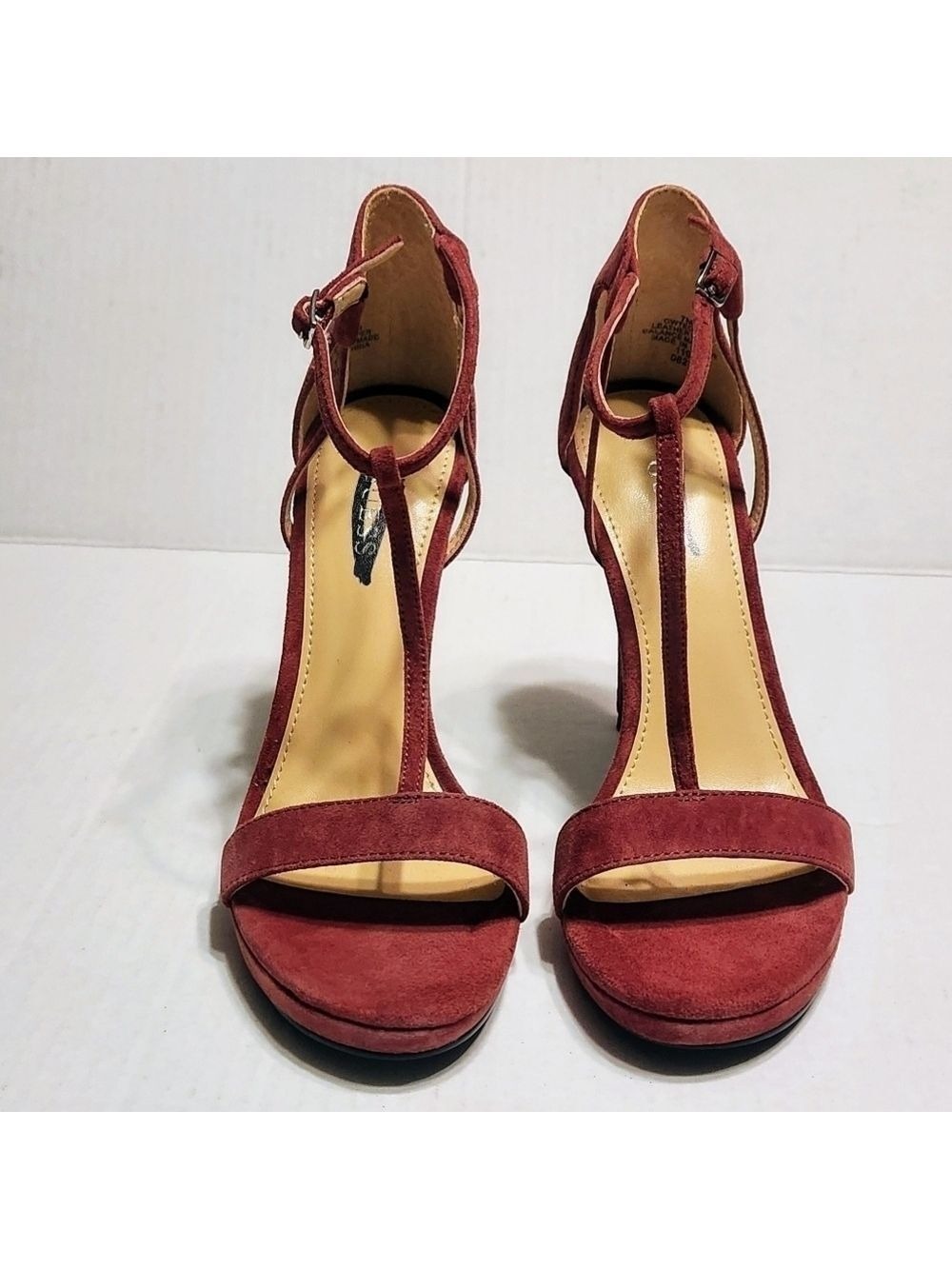 Guess Red Suede Ankle Strap Stiletto Heels Size 7 - Picture 5 of 10